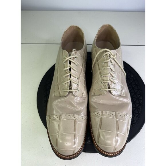 Stacy Adams Mens Ivory Leather Croc Embossed Dress Shoes Sz 11.5 D main image 8